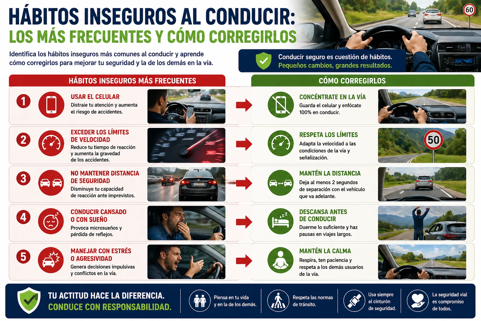 Imagen del artículo Hábitos inseguros al conducir: los más frecuentes y cómo corregirlos