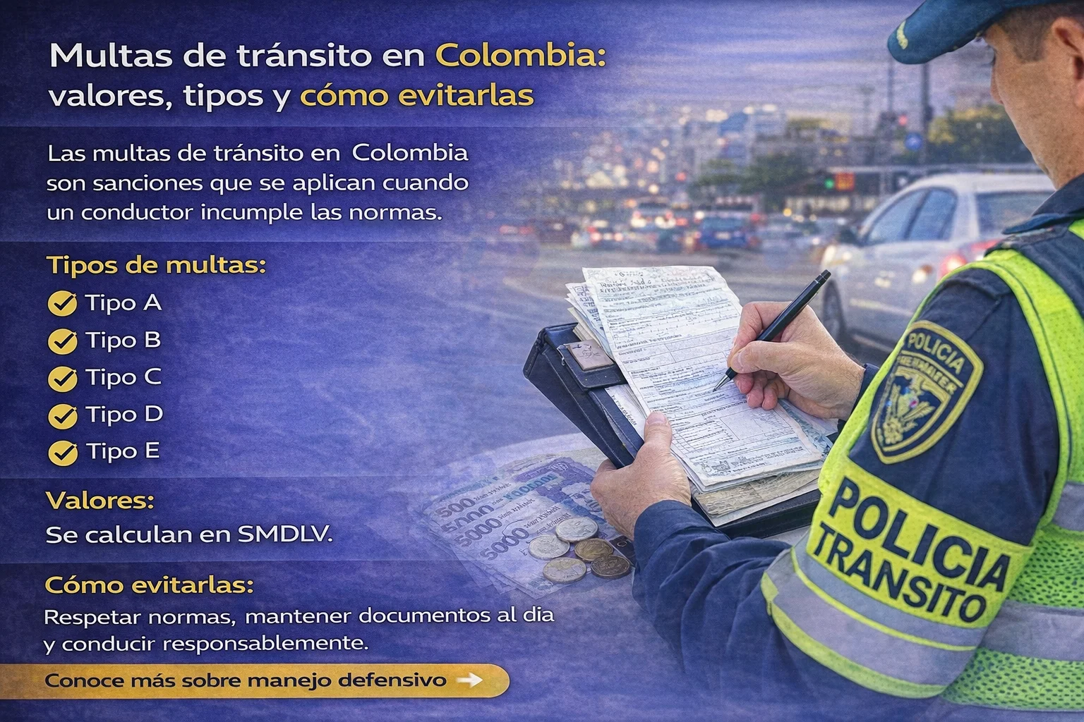 Imagen del artículo Multas de tránsito en Colombia: valores, tipos y cómo evitarlas