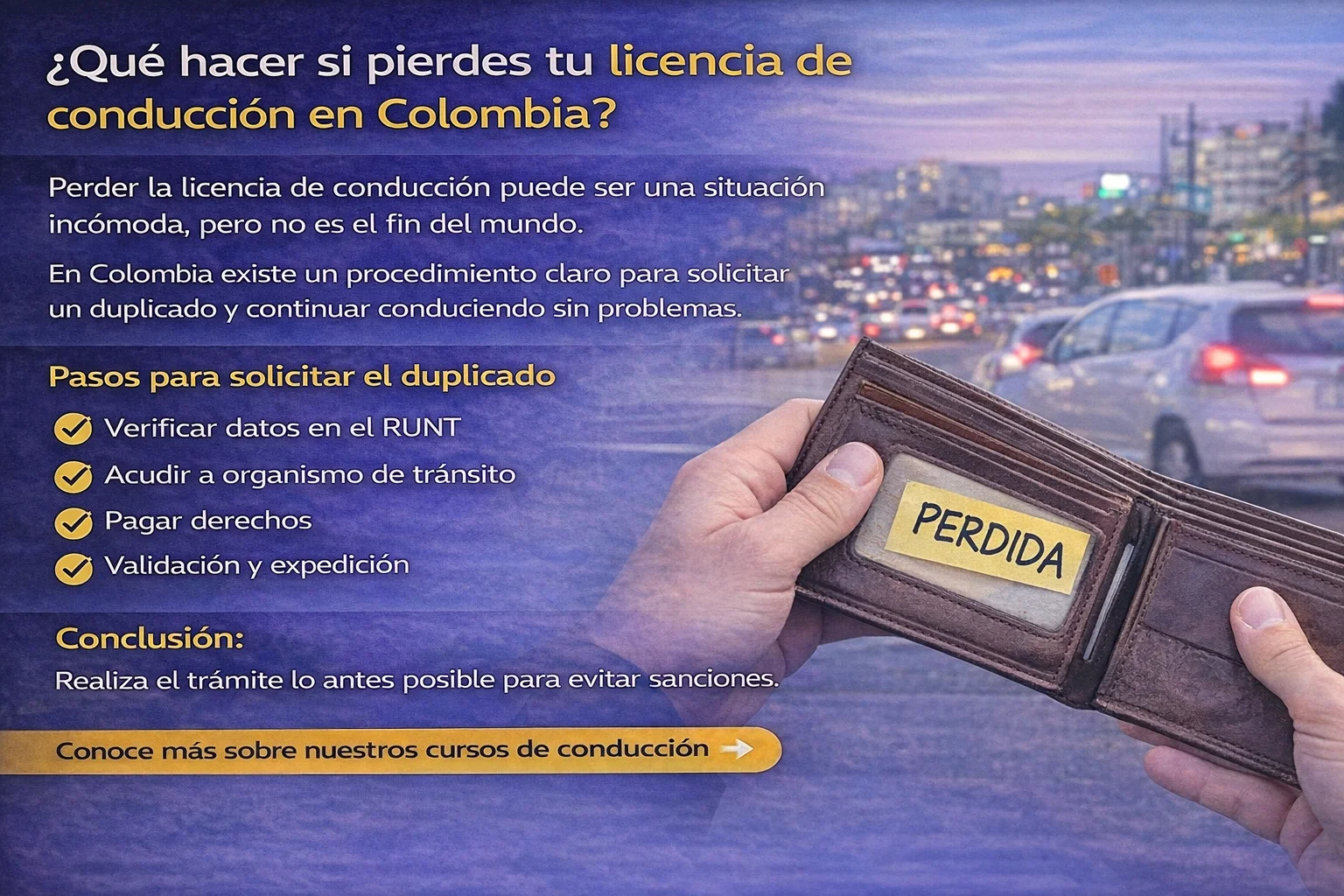 Imagen del artículo ¿Qué hacer si pierdes tu licencia de conducción en Colombia?