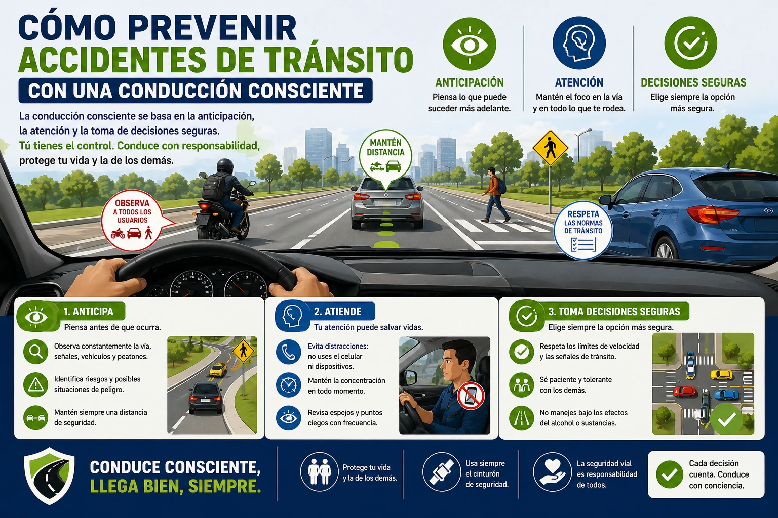 Imagen del artículo Cómo prevenir accidentes de tránsito con una conducción consciente