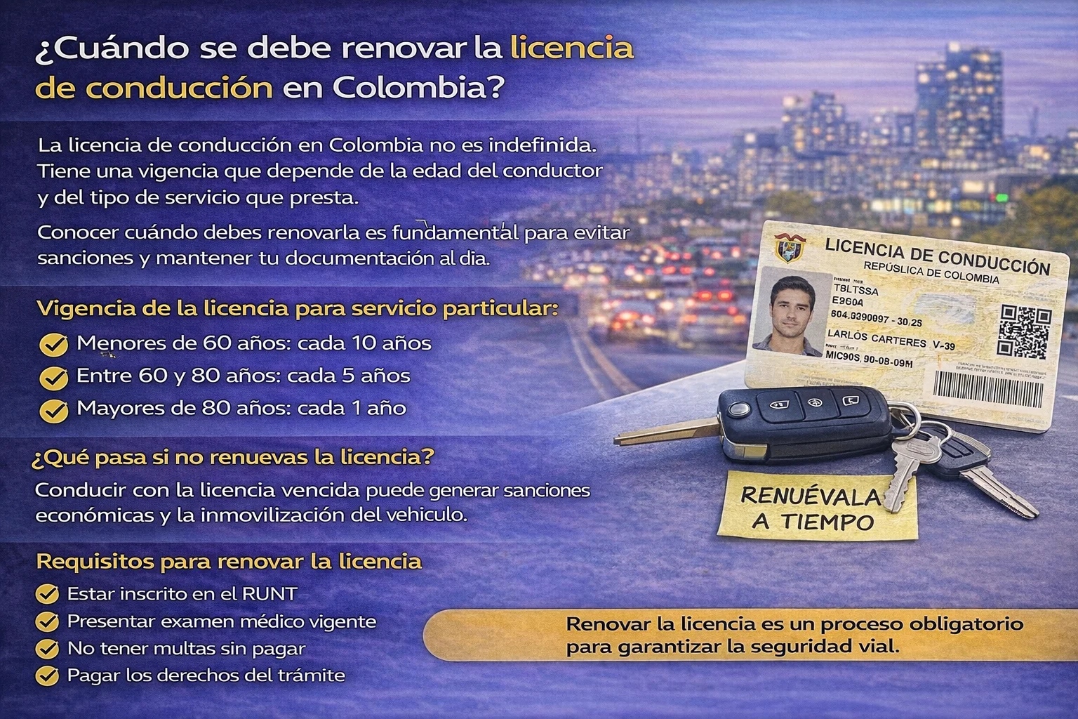 Imagen del artículo ¿Cuándo se debe renovar la licencia de conducción en Colombia?